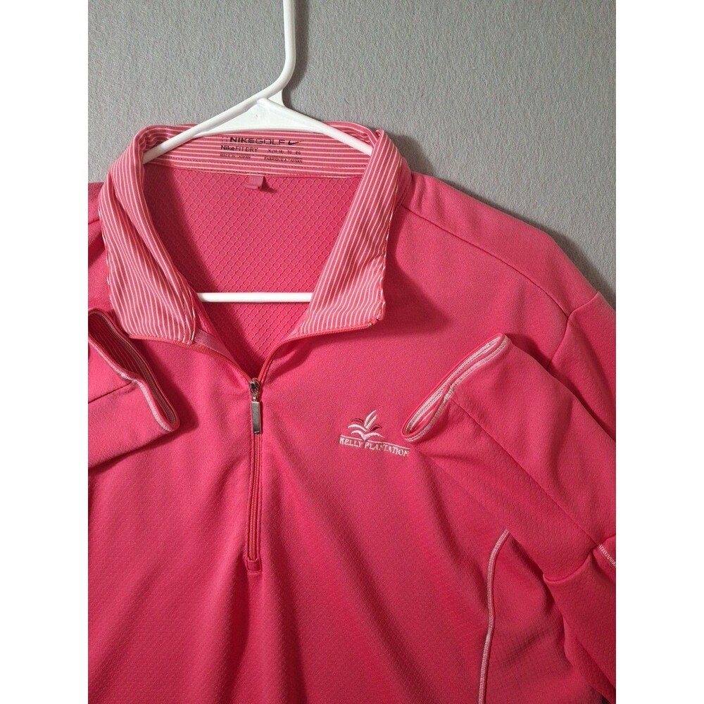 Nike Zip Pullover Fit Dry Womens XL Pink Solid Kelly Plantation Golf Performance
